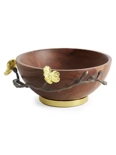 Michael Aram Small Gold Orchid Wood Bowl - Brown | Thumbnail 2 Michael Aram Small Gold Orchid Wood Bowl - Brown | Thumbnail 2