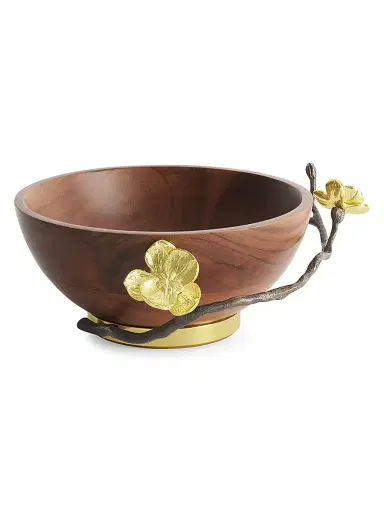 Michael Aram Small Gold Orchid Wood Bowl - Brown | Thumbnail 1 Michael Aram Small Gold Orchid Wood Bowl - Brown | Thumbnail 1