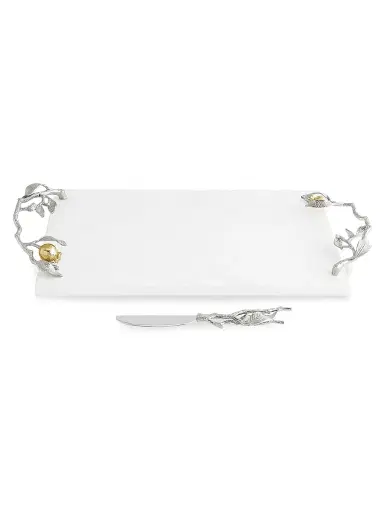 Michael Aram Pomegranate Silver & Gold Cheeseboard & Spreader - Grey White | Thumbnail 2 Michael Aram Pomegranate Silver & Gold Cheeseboard & Spreader - Grey White | Thumbnail 2