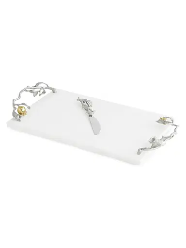 Michael Aram Pomegranate Silver & Gold Cheeseboard & Spreader - Grey White | Thumbnail 3 Michael Aram Pomegranate Silver & Gold Cheeseboard & Spreader - Grey White | Thumbnail 3