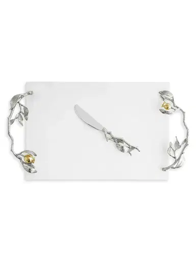 Michael Aram Pomegranate Silver & Gold Cheeseboard & Spreader - Grey White | Thumbnail 4 Michael Aram Pomegranate Silver & Gold Cheeseboard & Spreader - Grey White | Thumbnail 4