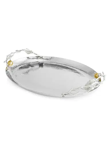 Michael Aram Pomegranate Silver & Gold Oval Tray | Thumbnail 3 Michael Aram Pomegranate Silver & Gold Oval Tray | Thumbnail 3