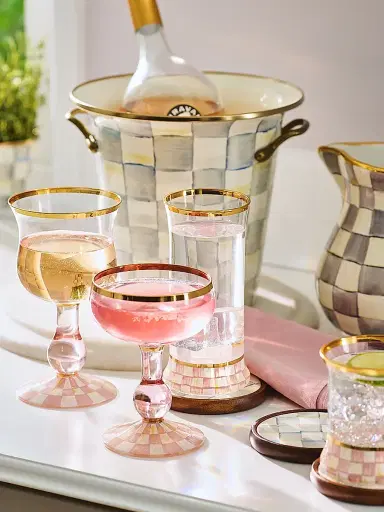 MacKenzie-Childs Rosy Check Wine Glass | Thumbnail 4 MacKenzie-Childs Rosy Check Wine Glass | Thumbnail 4