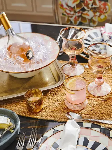 MacKenzie-Childs Rosy Check Wine Glass | Thumbnail 6 MacKenzie-Childs Rosy Check Wine Glass | Thumbnail 6