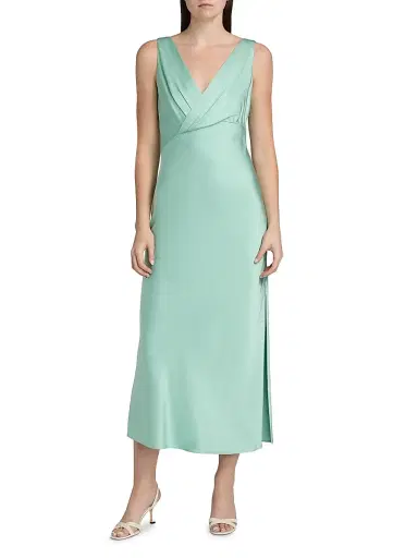 Jason Wu Collection Women's Crepe Satin V-Neck A-Line Maxi Dress - Pale Sage - Size 10 | Thumbnail 3 Jason Wu Collection Women's Crepe Satin V-Neck A-Line Maxi Dress - Pale Sage - Size 10 | Thumbnail 3