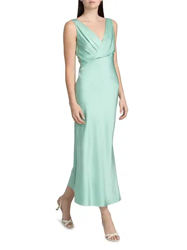 Jason Wu Collection Women's Crepe Satin V-Neck A-Line Maxi Dress - Pale Sage - Size 10 | Thumbnail 4 Jason Wu Collection Women's Crepe Satin V-Neck A-Line Maxi Dress - Pale Sage - Size 10 | Thumbnail 4