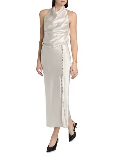 Jason Wu Collection Women's Embellished Washed-Twill Halterneck Top | Thumbnail 2 Jason Wu Collection Women's Embellished Washed-Twill Halterneck Top | Thumbnail 2