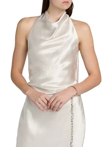Jason Wu Collection Women's Embellished Washed-Twill Halterneck Top | Thumbnail 3 Jason Wu Collection Women's Embellished Washed-Twill Halterneck Top | Thumbnail 3