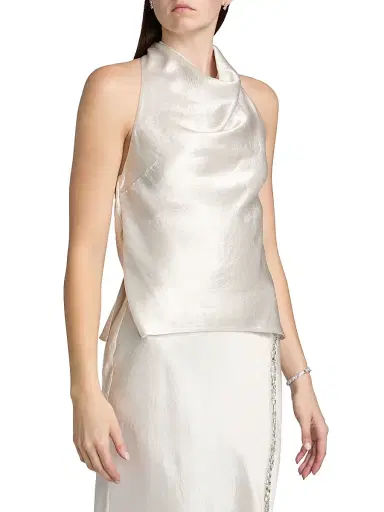 Jason Wu Collection Women's Embellished Washed-Twill Halterneck Top | Thumbnail 4 Jason Wu Collection Women's Embellished Washed-Twill Halterneck Top | Thumbnail 4