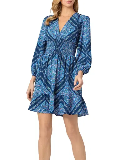 Shoshanna Women's Imogen Smocked Floral-Print Empire Minidress | Thumbnail 2 Shoshanna Women's Imogen Smocked Floral-Print Empire Minidress | Thumbnail 2