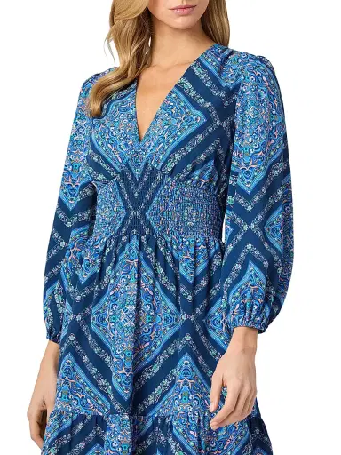 Shoshanna Women's Imogen Smocked Floral-Print Empire Minidress | Thumbnail 4 Shoshanna Women's Imogen Smocked Floral-Print Empire Minidress | Thumbnail 4