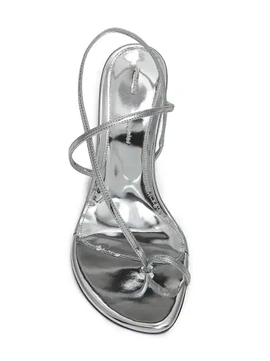 Proenza Schouler Women's Tee 85MM Satin Slingback Sandals - Silver | Thumbnail 4 Proenza Schouler Women's Tee 85MM Satin Slingback Sandals - Silver | Thumbnail 4