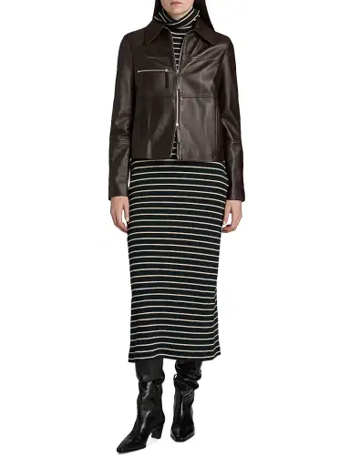 Proenza Schouler White Label Women's Frances Striped Turtleneck Midi-Dress - Black Mushroom | Thumbnail 2 Proenza Schouler White Label Women's Frances Striped Turtleneck Midi-Dress - Black Mushroom | Thumbnail 2
