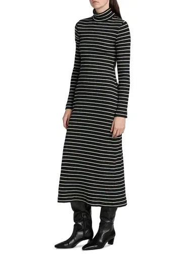Proenza Schouler White Label Women's Frances Striped Turtleneck Midi-Dress - Black Mushroom | Thumbnail 4 Proenza Schouler White Label Women's Frances Striped Turtleneck Midi-Dress - Black Mushroom | Thumbnail 4