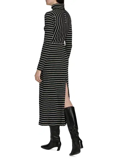Proenza Schouler White Label Women's Frances Striped Turtleneck Midi-Dress - Black Mushroom | Thumbnail 5 Proenza Schouler White Label Women's Frances Striped Turtleneck Midi-Dress - Black Mushroom | Thumbnail 5