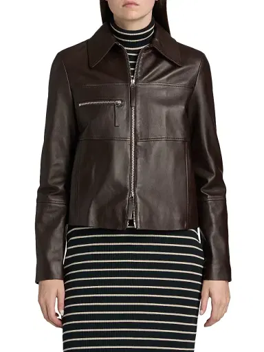 Proenza Schouler White Label Women's Annabel Leather Jacket - Chocolate - Size 12 | Thumbnail 3 Proenza Schouler White Label Women's Annabel Leather Jacket - Chocolate - Size 12 | Thumbnail 3