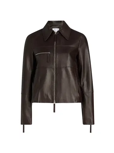 Proenza Schouler White Label Women's Annabel Leather Jacket - Chocolate - Size 12 | Thumbnail 1 Proenza Schouler White Label Women's Annabel Leather Jacket - Chocolate - Size 12 | Thumbnail 1