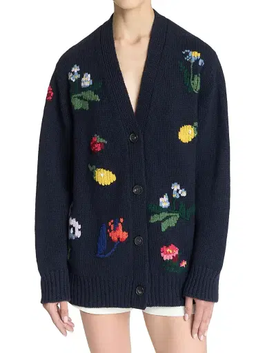 Malo Women's Dalia Cashmere Cardigan Sweater - Navy | Thumbnail 2 Malo Women's Dalia Cashmere Cardigan Sweater - Navy | Thumbnail 2