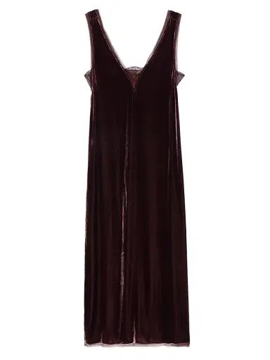 Zadig & Voltaire Women's Renzo Velvet Lace-Trimmed Midi-Slipdress - Burgundy - Size Small | Thumbnail 1 Zadig & Voltaire Women's Renzo Velvet Lace-Trimmed Midi-Slipdress - Burgundy - Size Small | Thumbnail 1