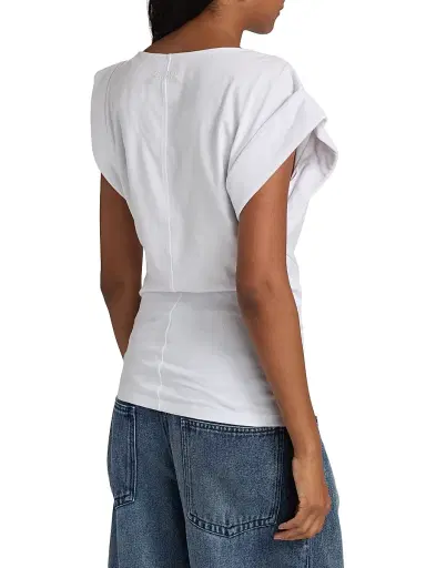 Isabel Marant Women's Maisan Draped Cotton Short-Sleeve Top - White | Thumbnail 5 Isabel Marant Women's Maisan Draped Cotton Short-Sleeve Top - White | Thumbnail 5