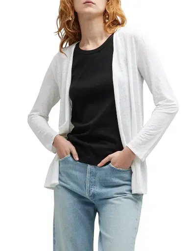 Majestic Filatures Women's Stretch Linen Open-Front Cardigan - White | Thumbnail 3 Majestic Filatures Women's Stretch Linen Open-Front Cardigan - White | Thumbnail 3