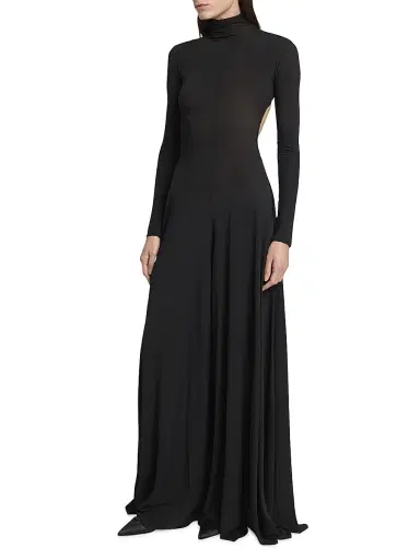 Alaïa Women's Sheer-Knit Wide-Leg Turtleneck Jumpsuit - Noir Alaia | Thumbnail 3 Alaïa Women's Sheer-Knit Wide-Leg Turtleneck Jumpsuit - Noir Alaia | Thumbnail 3