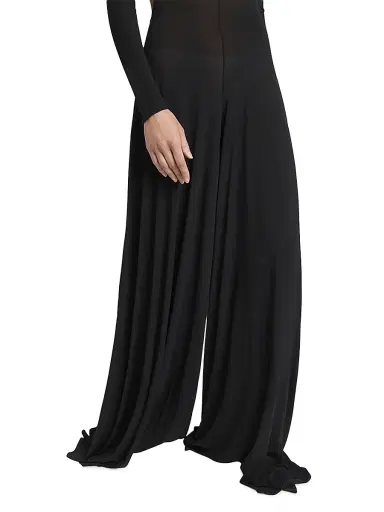 Alaïa Women's Sheer-Knit Wide-Leg Turtleneck Jumpsuit - Noir Alaia | Thumbnail 5 Alaïa Women's Sheer-Knit Wide-Leg Turtleneck Jumpsuit - Noir Alaia | Thumbnail 5