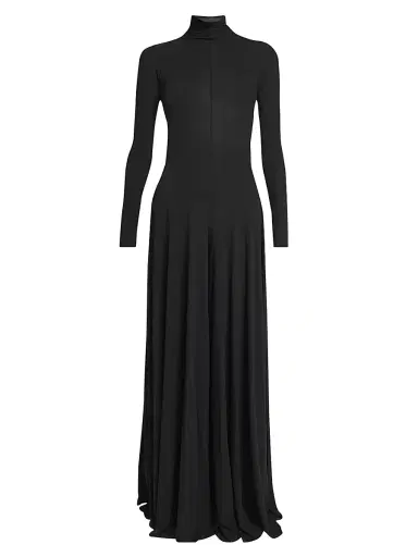 Alaïa Women's Sheer-Knit Wide-Leg Turtleneck Jumpsuit - Noir Alaia | Thumbnail 1 Alaïa Women's Sheer-Knit Wide-Leg Turtleneck Jumpsuit - Noir Alaia | Thumbnail 1