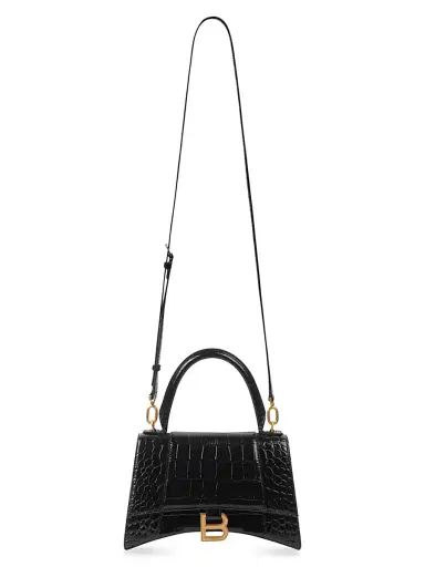 Balenciaga Women's Hourglass Handbag Crocodile Embossed - Black | Thumbnail 5 Balenciaga Women's Hourglass Handbag Crocodile Embossed - Black | Thumbnail 5