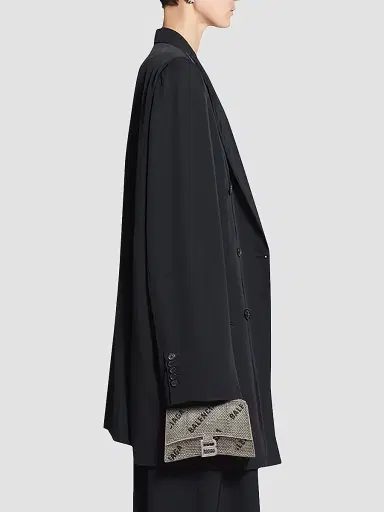 Balenciaga Women's Hourglass XS Handbag With Chain And Allover Logo Rhinestones - Silver Black | Thumbnail 5 Balenciaga Women's Hourglass XS Handbag With Chain And Allover Logo Rhinestones - Silver Black | Thumbnail 5
