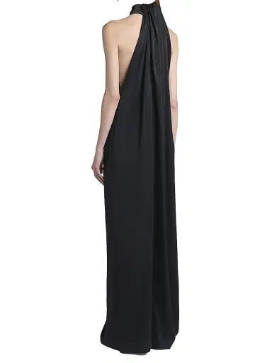 Stella McCartney Women's Envers Satin Halterneck Jumpsuit - Black - Size 8 | Thumbnail 4 Stella McCartney Women's Envers Satin Halterneck Jumpsuit - Black - Size 8 | Thumbnail 4