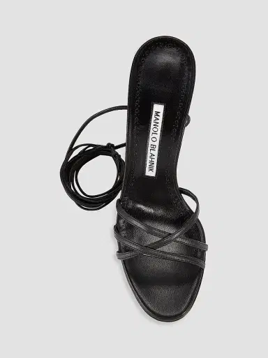Manolo Blahnik Women's Leva 105MM Leather Lace-Up Sandals - Black | Thumbnail 5 Manolo Blahnik Women's Leva 105MM Leather Lace-Up Sandals - Black | Thumbnail 5