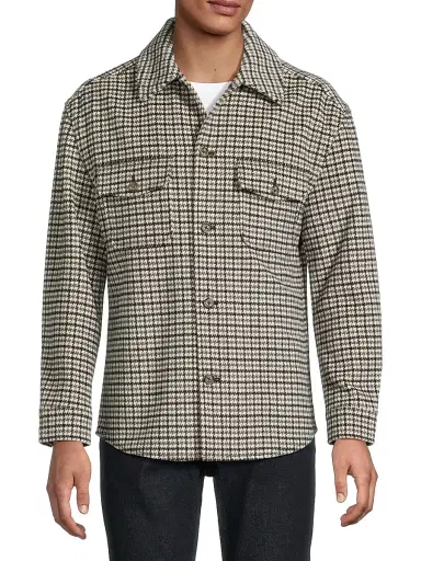 Reiss Men's Liam Houndstooth Wool-Blend Overshirt | Thumbnail 3 Reiss Men's Liam Houndstooth Wool-Blend Overshirt | Thumbnail 3