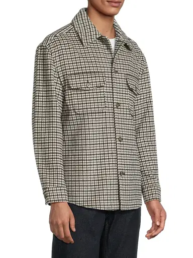 Reiss Men's Liam Houndstooth Wool-Blend Overshirt | Thumbnail 4 Reiss Men's Liam Houndstooth Wool-Blend Overshirt | Thumbnail 4