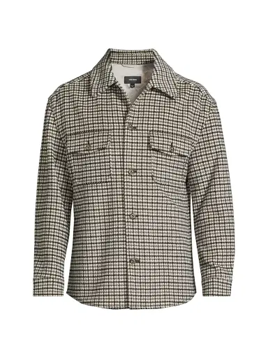 Reiss Men's Liam Houndstooth Wool-Blend Overshirt | Thumbnail 1 Reiss Men's Liam Houndstooth Wool-Blend Overshirt | Thumbnail 1