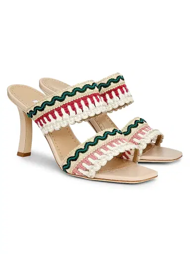 Manolo Blahnik Women's Mabecomu Embroidered Sandals - Cream | Thumbnail 2 Manolo Blahnik Women's Mabecomu Embroidered Sandals - Cream | Thumbnail 2
