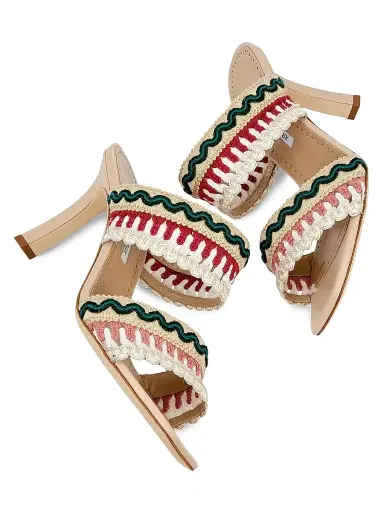Manolo Blahnik Women's Mabecomu Embroidered Sandals - Cream | Thumbnail 6 Manolo Blahnik Women's Mabecomu Embroidered Sandals - Cream | Thumbnail 6