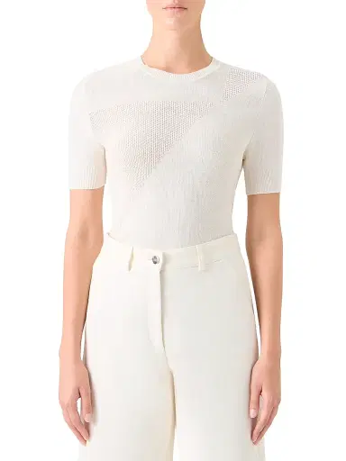 Akris Women's Knit Silk-Cotton Top - Ecru | Thumbnail 3 Akris Women's Knit Silk-Cotton Top - Ecru | Thumbnail 3