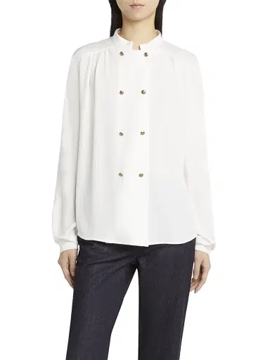 Giorgio Armani Women's Ouble Silk Blouse - White - Size 8 | Thumbnail 3 Giorgio Armani Women's Ouble Silk Blouse - White - Size 8 | Thumbnail 3