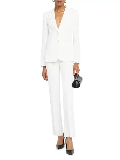 Emporio Armani Women's Waffle Slim-Fit Crop Trousers - White | Thumbnail 2 Emporio Armani Women's Waffle Slim-Fit Crop Trousers - White | Thumbnail 2