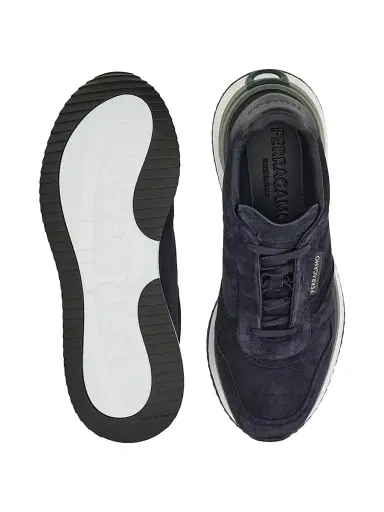 FERRAGAMO Men's America Low-Top Sneakers - Navy | Thumbnail 4 FERRAGAMO Men's America Low-Top Sneakers - Navy | Thumbnail 4