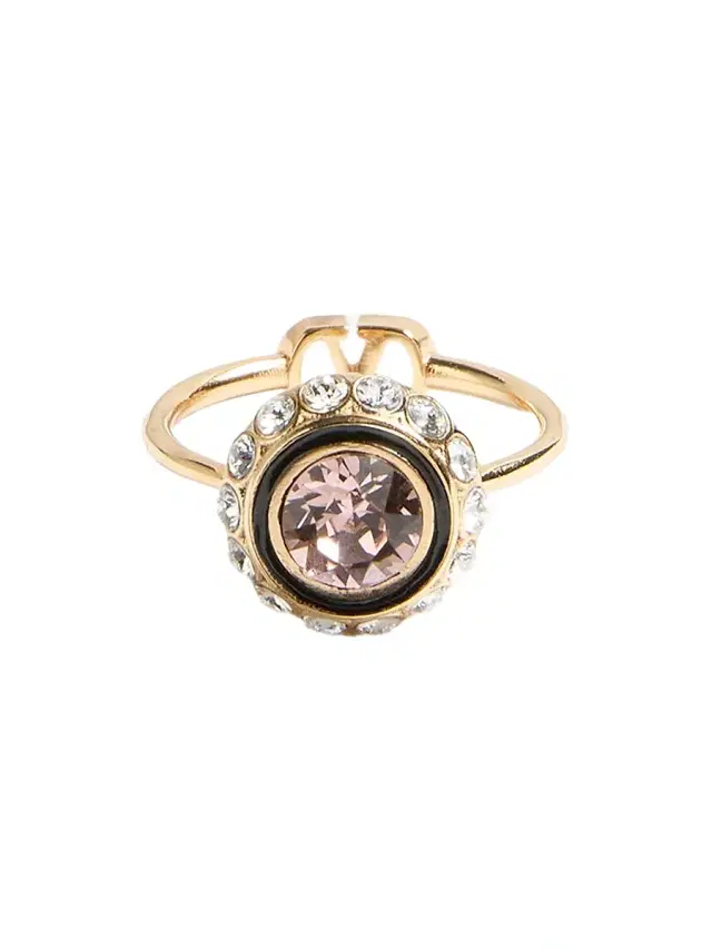 Women's VLogo Signature Ring in Metal, Enamel and Crystals - Gold Pink Women's VLogo Signature Ring in Metal, Enamel and Crystals - Gold Pink