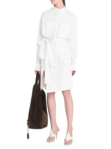 FERRAGAMO Women's Cotton-Blend Wrap Knee-Length Skirt - Mascarpone | Thumbnail 2 FERRAGAMO Women's Cotton-Blend Wrap Knee-Length Skirt - Mascarpone | Thumbnail 2
