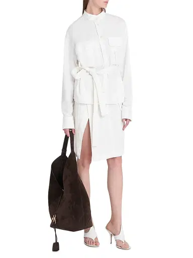 FERRAGAMO Women's Cotton-Blend Wrap Knee-Length Skirt - Mascarpone | Thumbnail 3 FERRAGAMO Women's Cotton-Blend Wrap Knee-Length Skirt - Mascarpone | Thumbnail 3