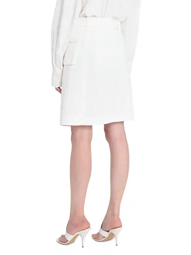 FERRAGAMO Women's Cotton-Blend Wrap Knee-Length Skirt - Mascarpone | Thumbnail 4 FERRAGAMO Women's Cotton-Blend Wrap Knee-Length Skirt - Mascarpone | Thumbnail 4
