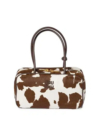 Miu Miu Women's Beau Calf Hair Shoulder Bag - White Brown | Thumbnail 1 Miu Miu Women's Beau Calf Hair Shoulder Bag - White Brown | Thumbnail 1