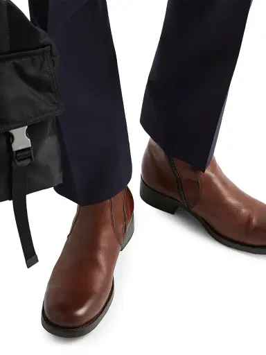 Prada Men's Leather Zipper Boots - Brown | Thumbnail 6 Prada Men's Leather Zipper Boots - Brown | Thumbnail 6