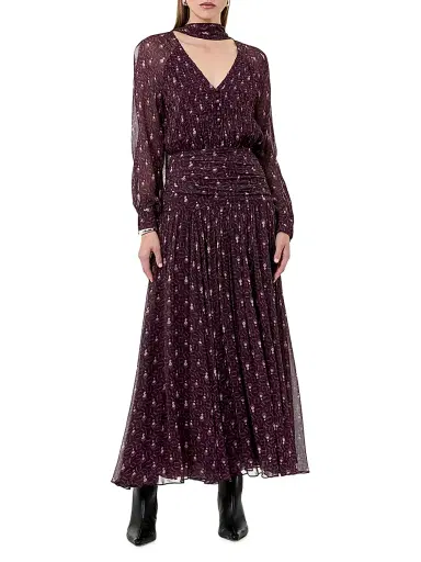 NICHOLAS Women's Draya Geometric Ruched Maxi Dress - Purple Pattern | Thumbnail 2 NICHOLAS Women's Draya Geometric Ruched Maxi Dress - Purple Pattern | Thumbnail 2