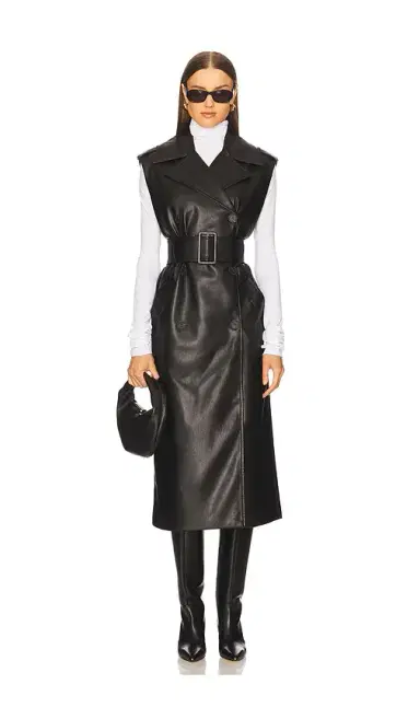 susana monaco Sleeveless Faux Leather Sleeveless Trench | Thumbnail 1 susana monaco Sleeveless Faux Leather Sleeveless Trench | Thumbnail 1