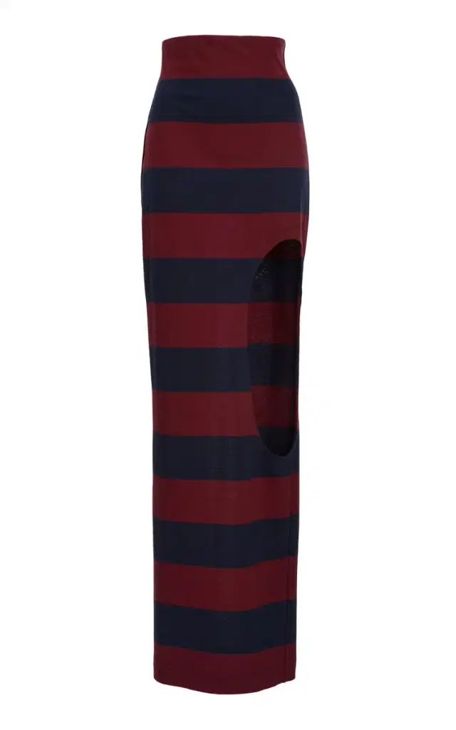 Cutout-Detailed Cotton Maxi Skirt - Stripe Cutout-Detailed Cotton Maxi Skirt - Stripe